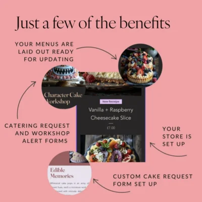 A Desktop screen showing a cake website template