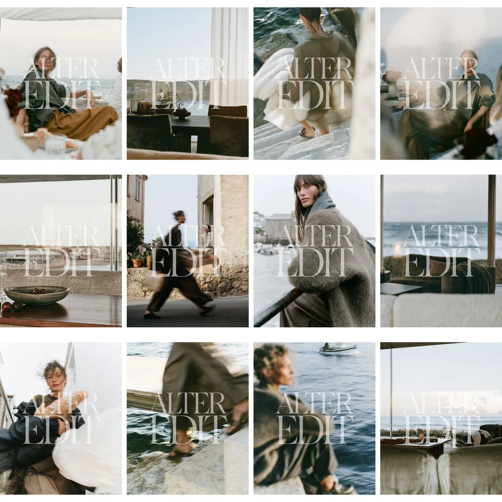Watermarked contact sheet showing the first 12 relaxed coastal lifestyle images in the collection.