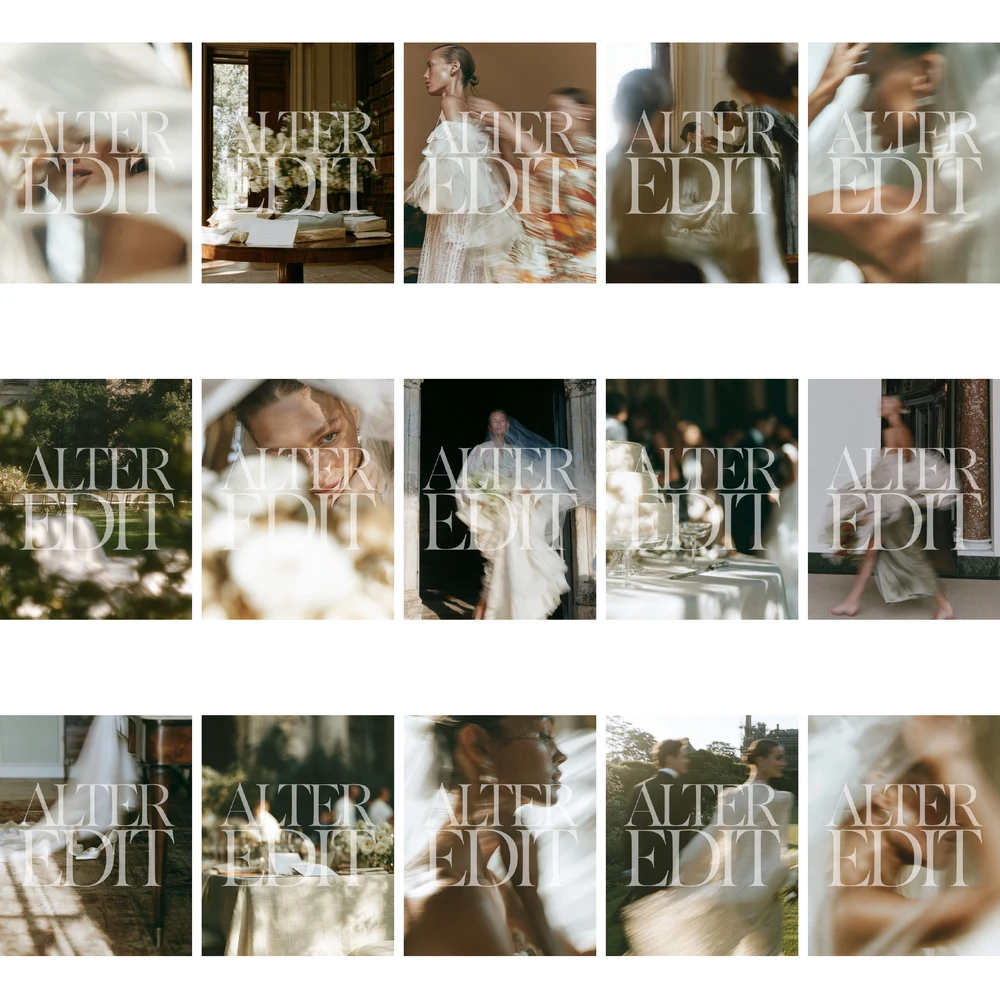 Watermarked contact sheet preview of wedding editorial stock images, page one.